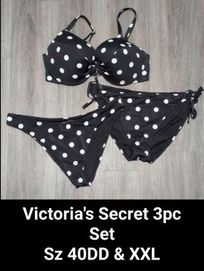 Victoria's Secret Twist Front Bikini Set Side Tie & Brazillian Bottoms 40DD XXL